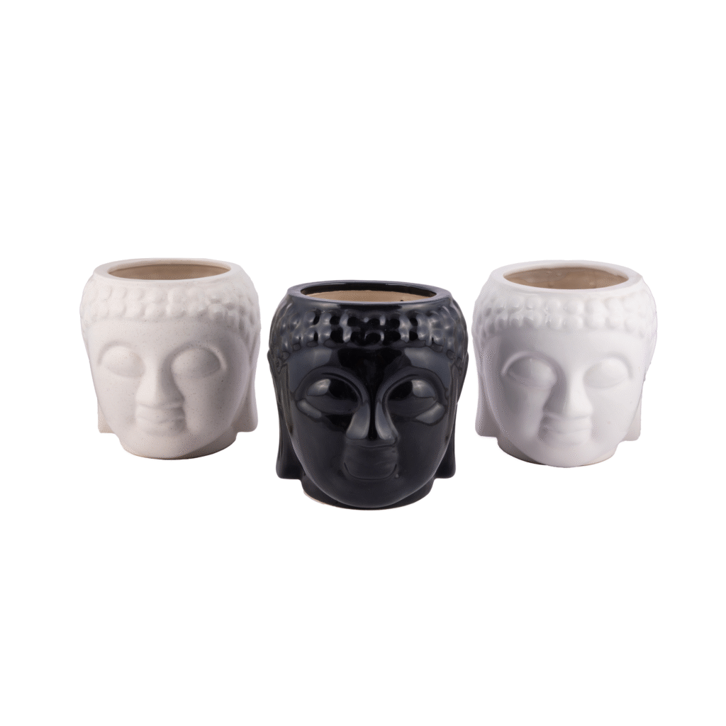 Buddha head ceramic planter
