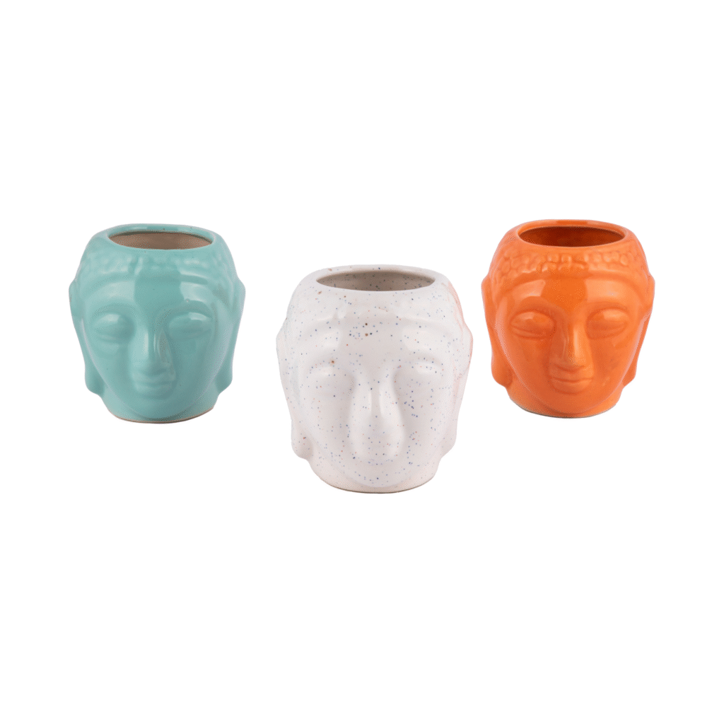 Buddha head ceramic planter
